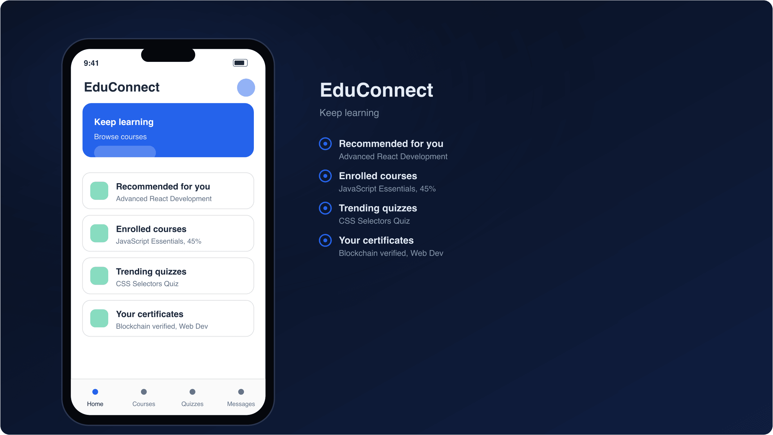 EduConnect - AI & Blockchain Education Platform interface