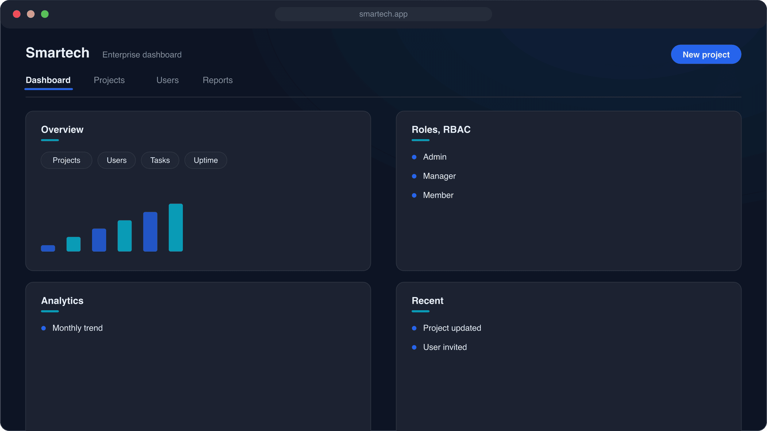 Smartech Platform - Enterprise Web Solution interface